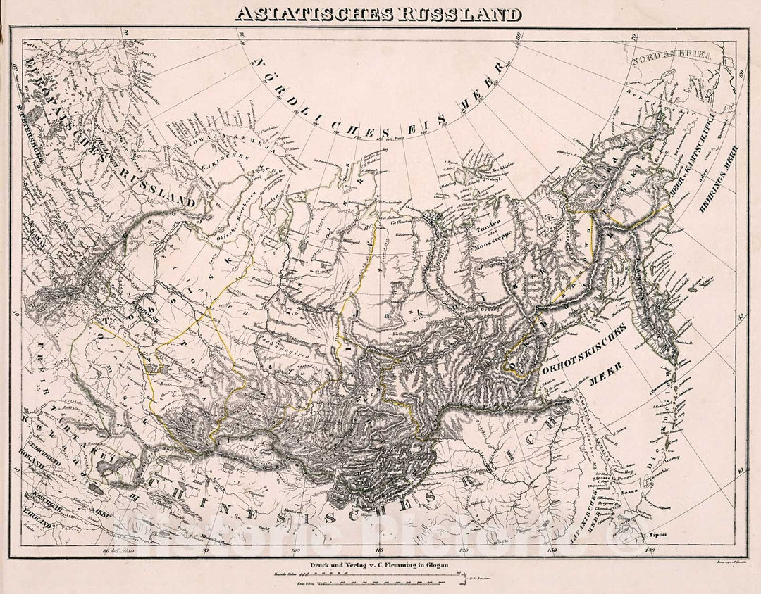 Historic Map : Asiatisches Russland., 1846, Vintage Wall Decor