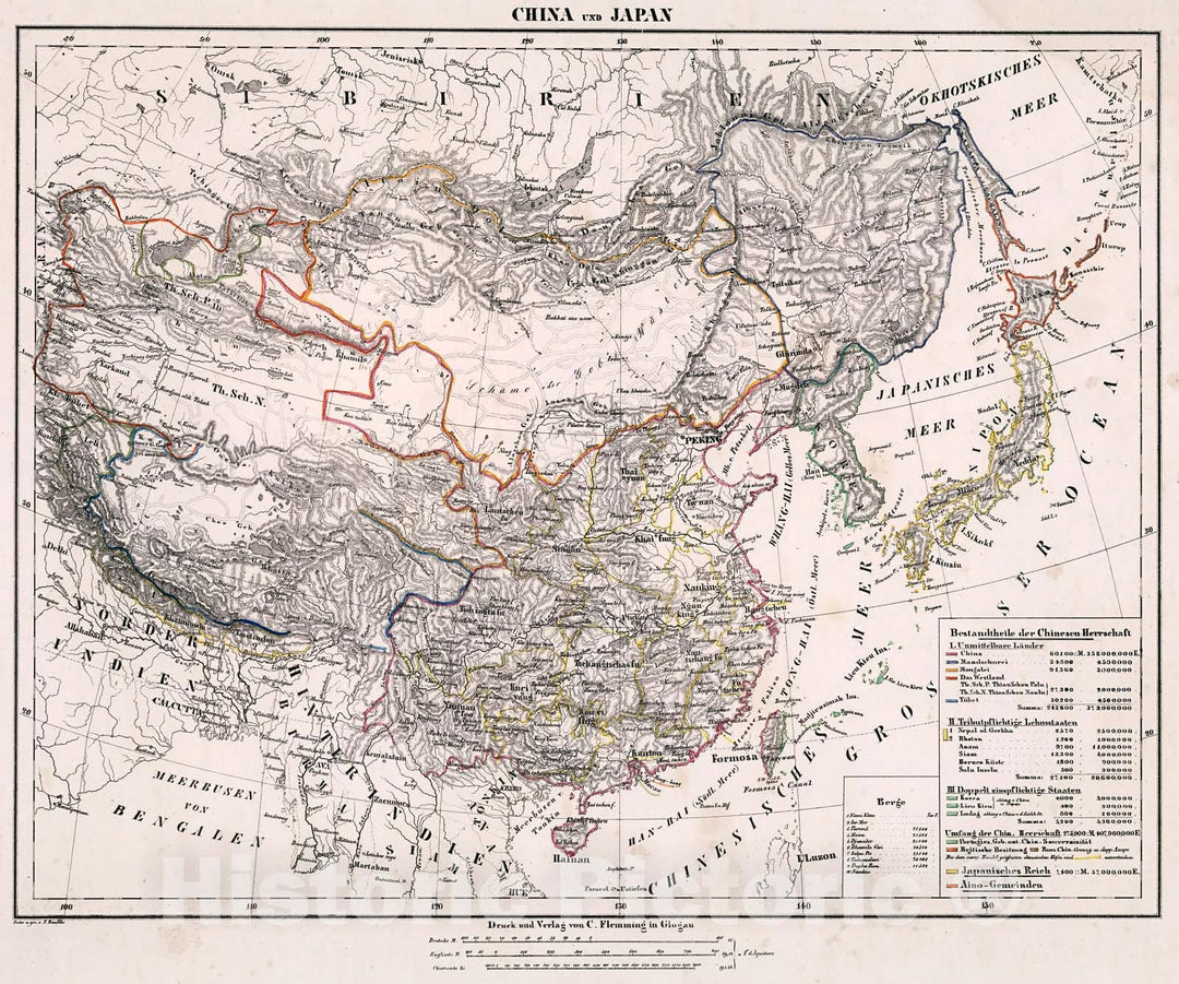 Historic Map : China und Japan., 1846, Vintage Wall Decor