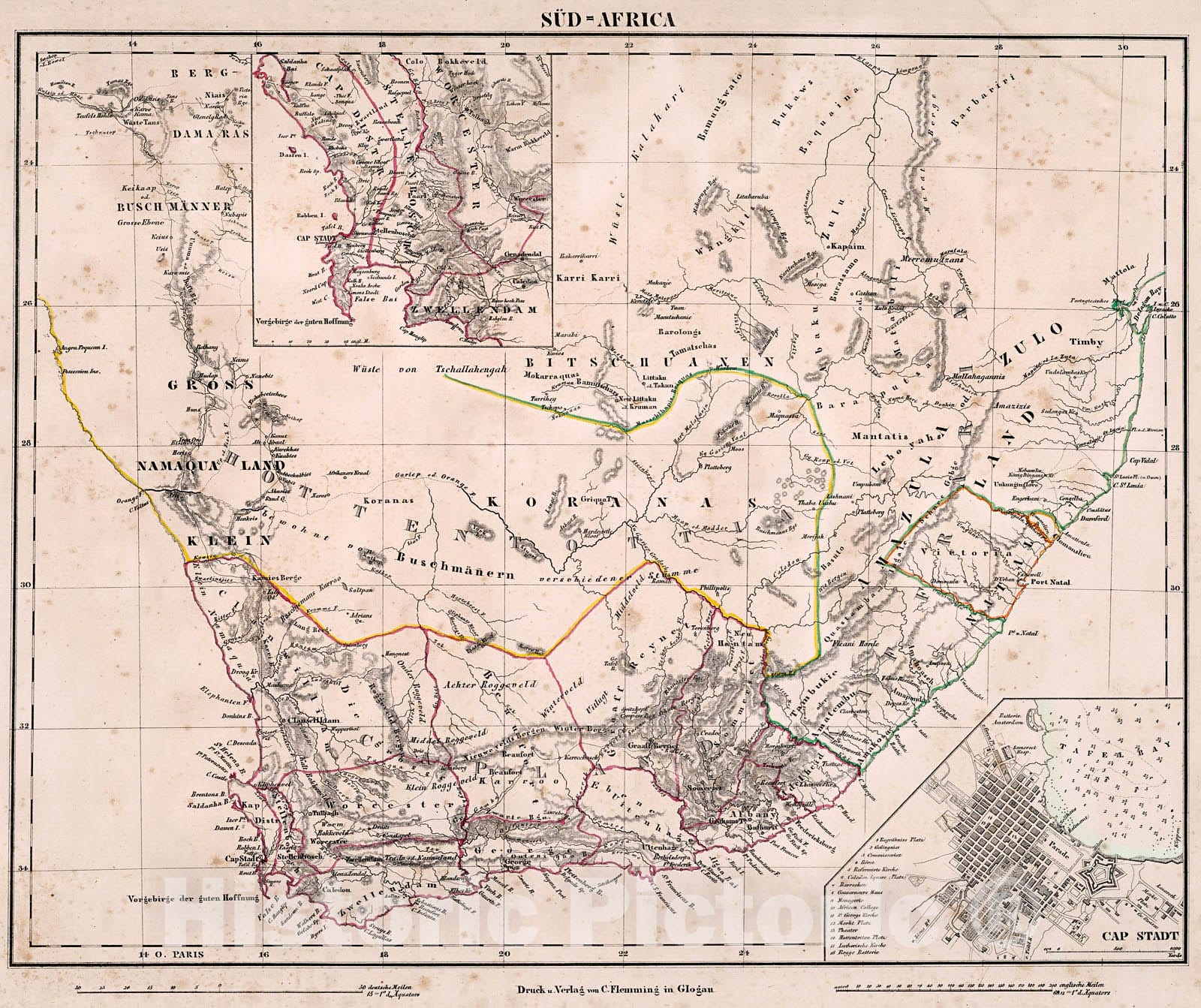 Historic Map : Sued-Africa., 1846, Vintage Wall Decor