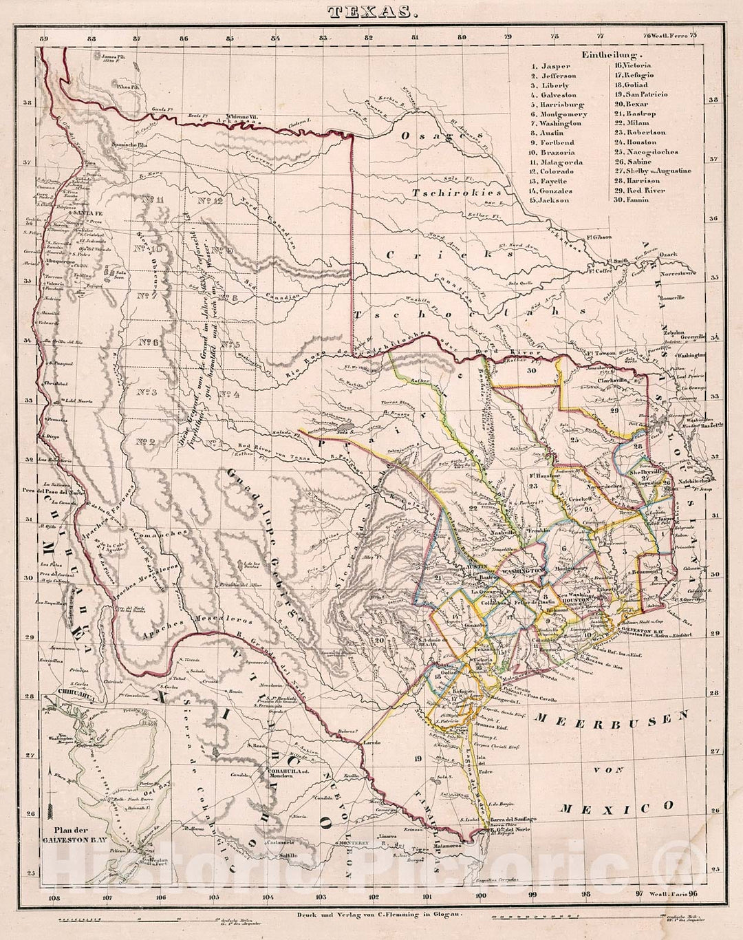 Historic Map : Texas., 1846, Vintage Wall Decor