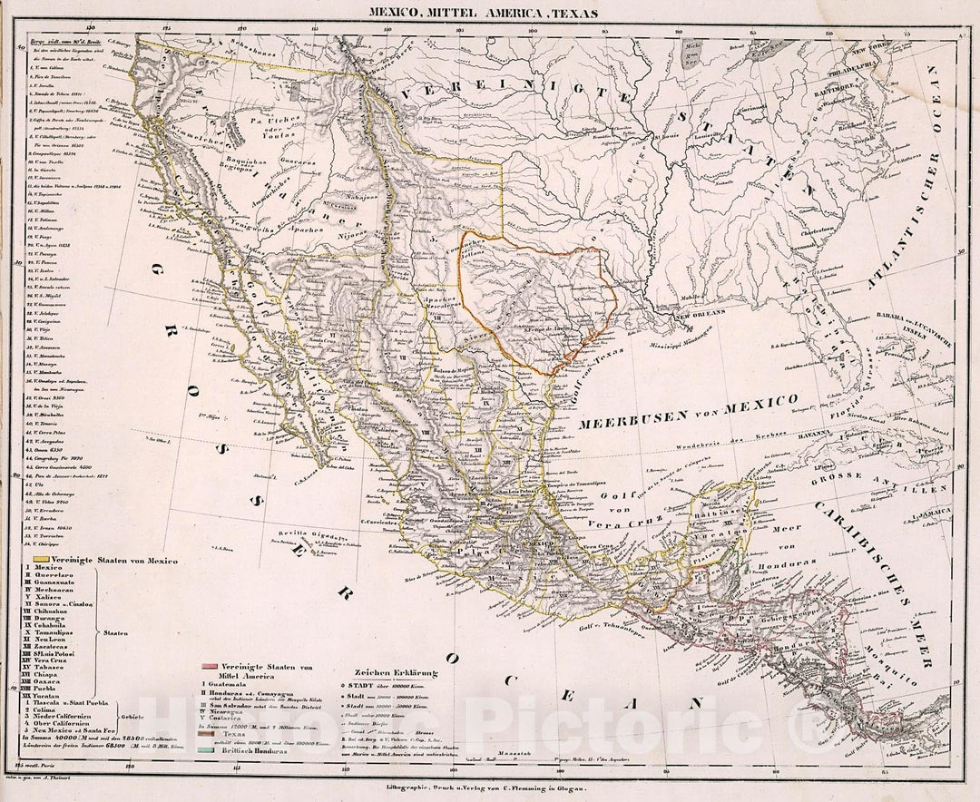 Historic Map : Mexico, Mittel America, Texas., 1846, Vintage Wall Decor