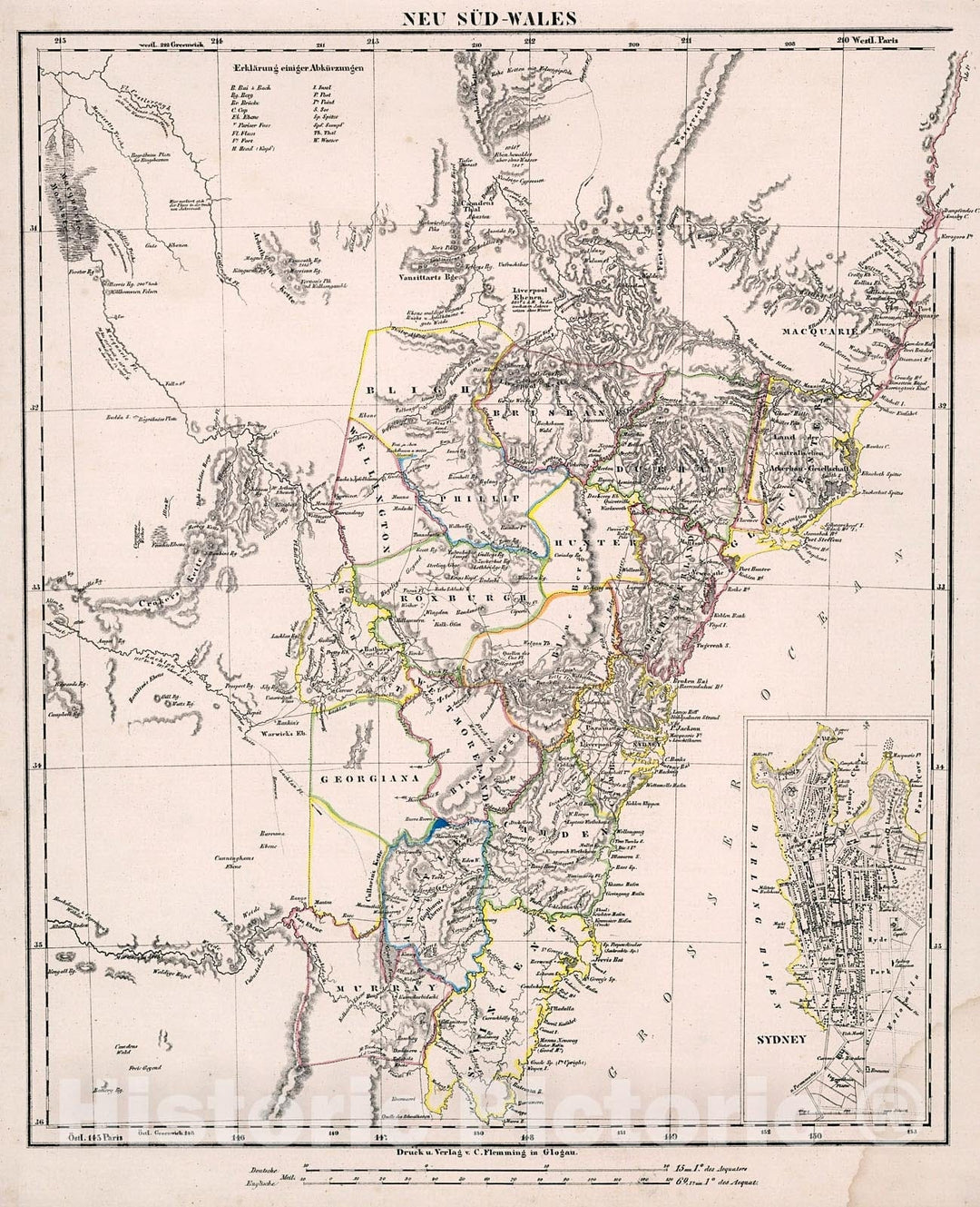 Historic Map : Neu Sued-Wales., 1846, Vintage Wall Decor