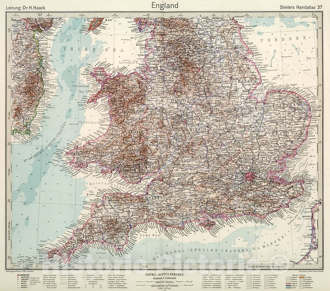 Historic Map : England., 1945, Vintage Wall Decor