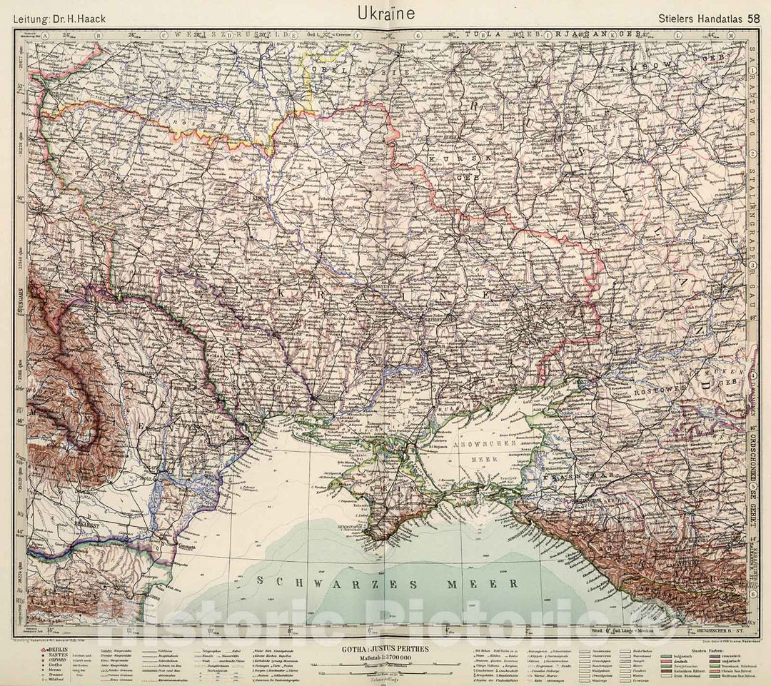 Historic Map : Ukraine., 1945, Vintage Wall Decor