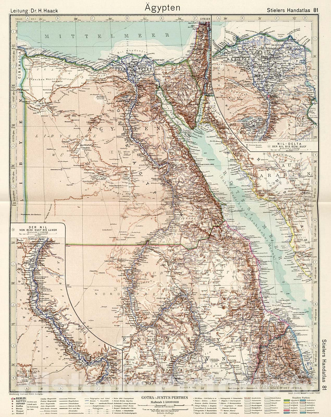 Historic Map : Aegyptien., 1945, Vintage Wall Decor