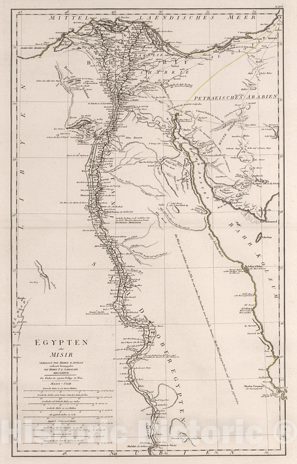 Historic Map : Egypten oder Misir., 1800, Vintage Wall Decor