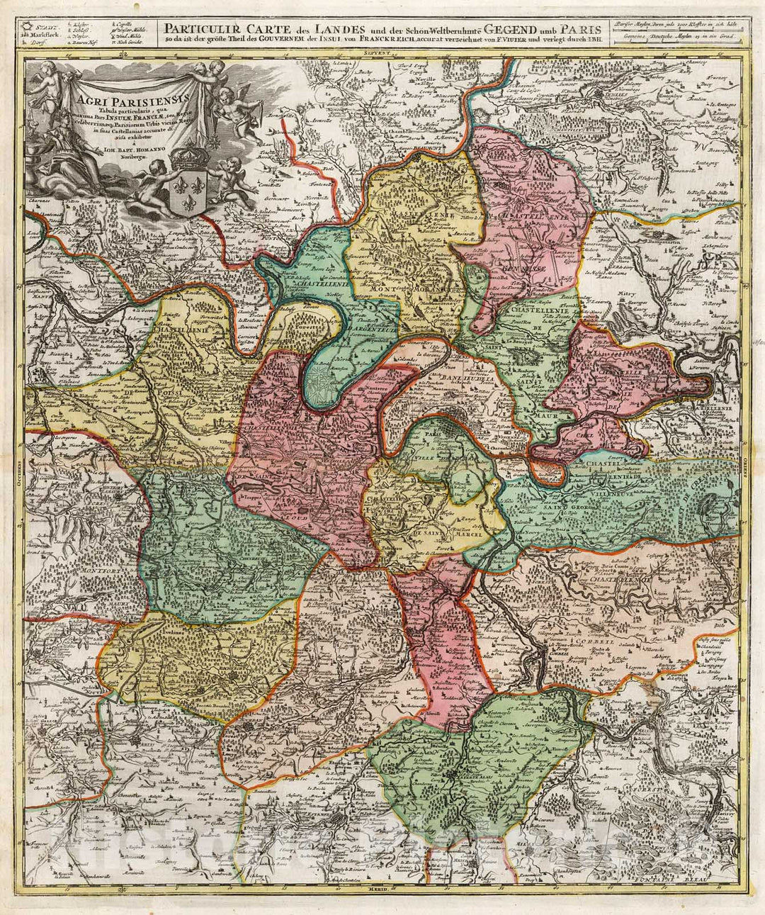 Historic Map : Agri Parisiensis., 1716, Vintage Wall Decor