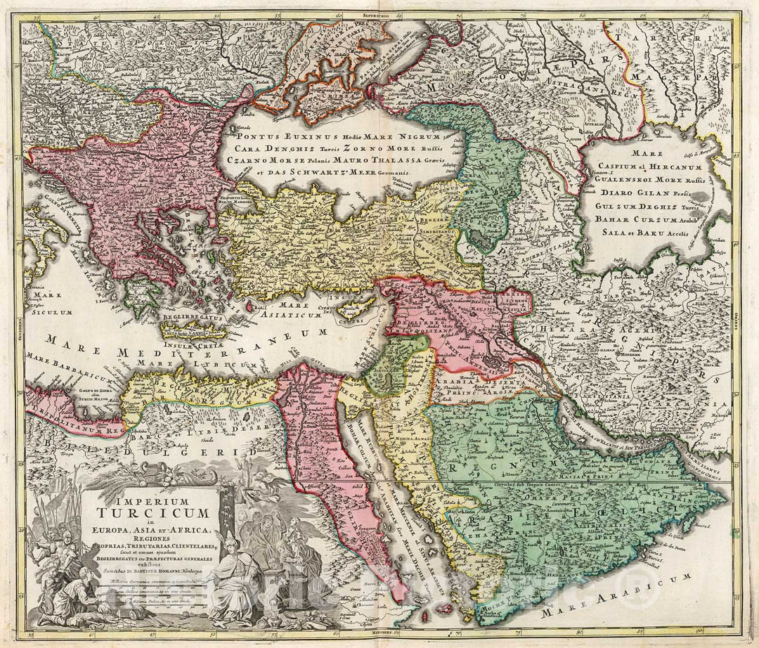 Historic Map : Imperium Turcicum in Europa, Asia et Africa., 1716, Vintage Wall Decor