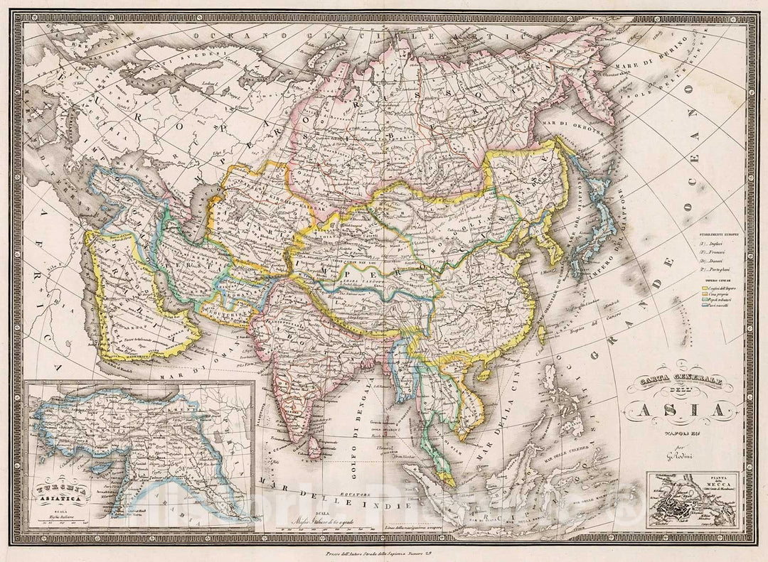 Historic Map : Carta Generale dell' Asia., 1859, Vintage Wall Decor