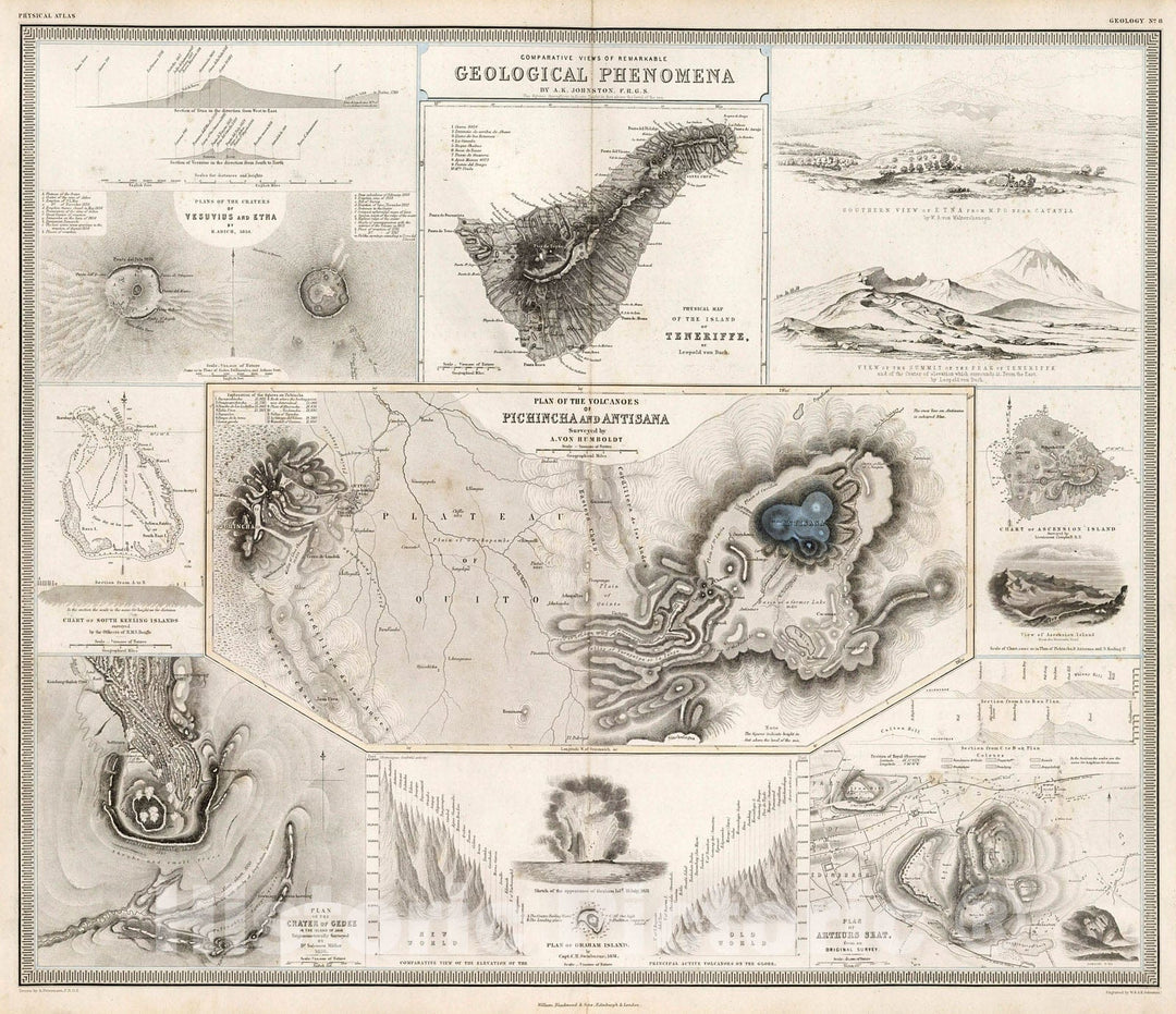 Historic Map : Comparative Views of Remarkable Geological Phenomena., 1850, Vintage Wall Decor