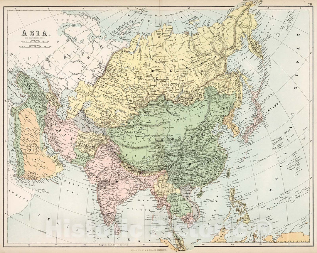 Historic Map : Asia., 1884, Vintage Wall Decor