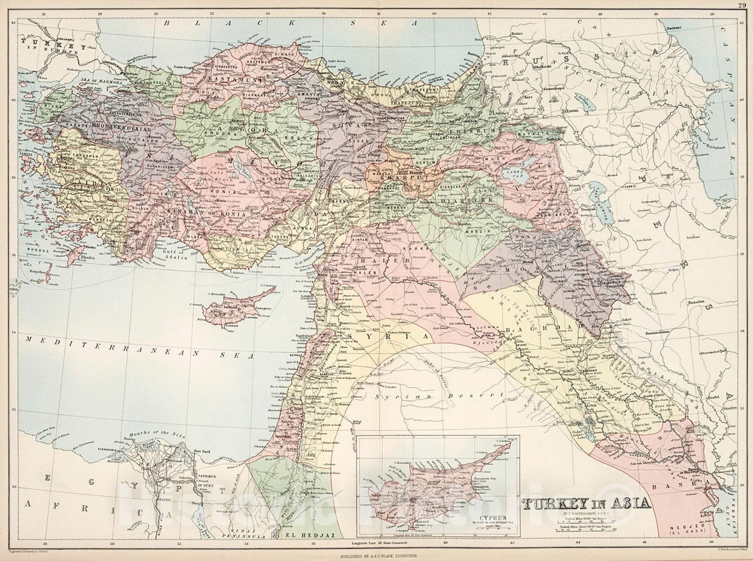 Historic Map : Turkey in Asia., 1884, Vintage Wall Decor