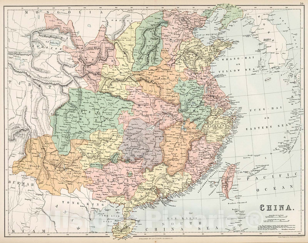 Historic Map : China., 1884, Vintage Wall Decor