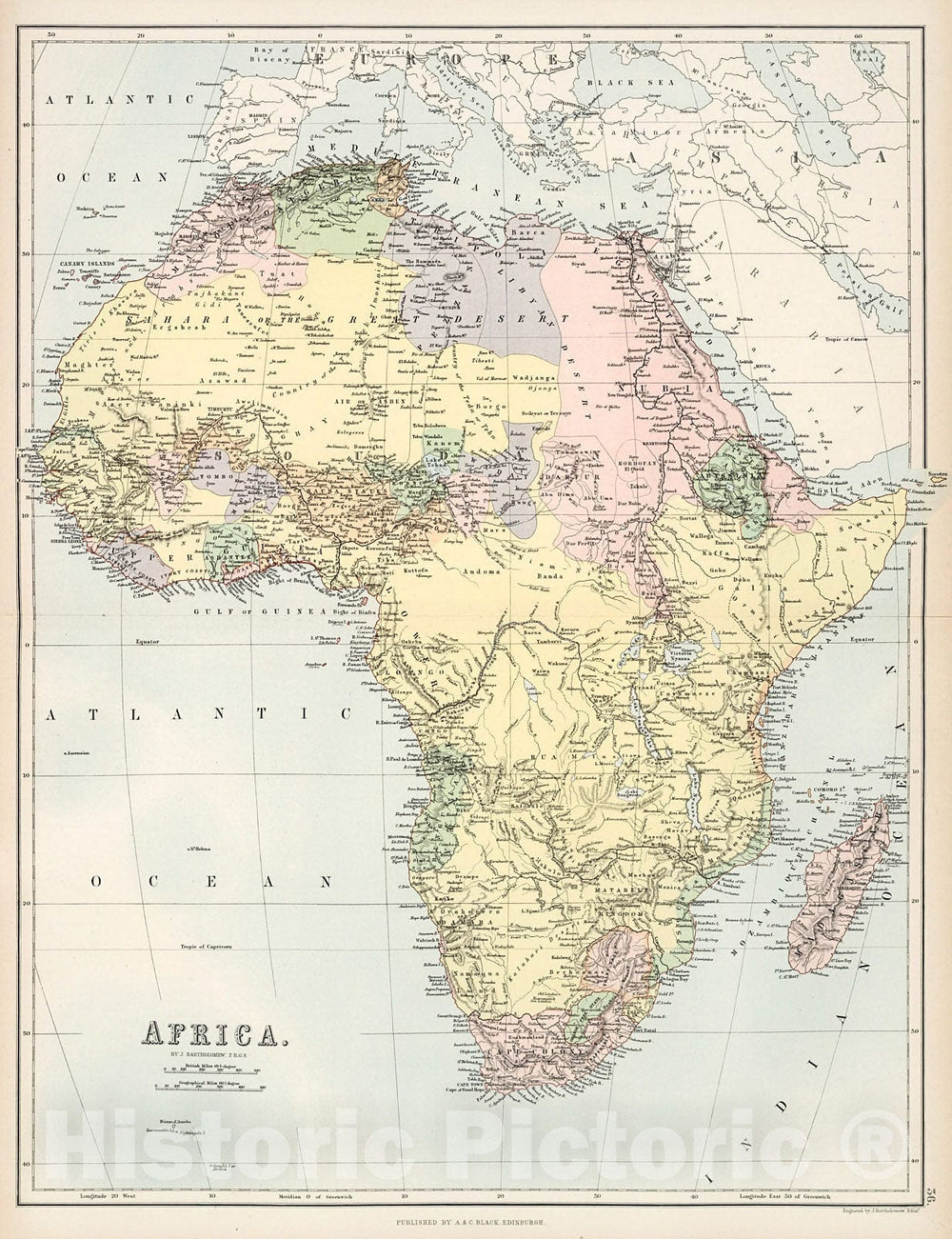 Historic Map : Africa., 1884, Vintage Wall Decor