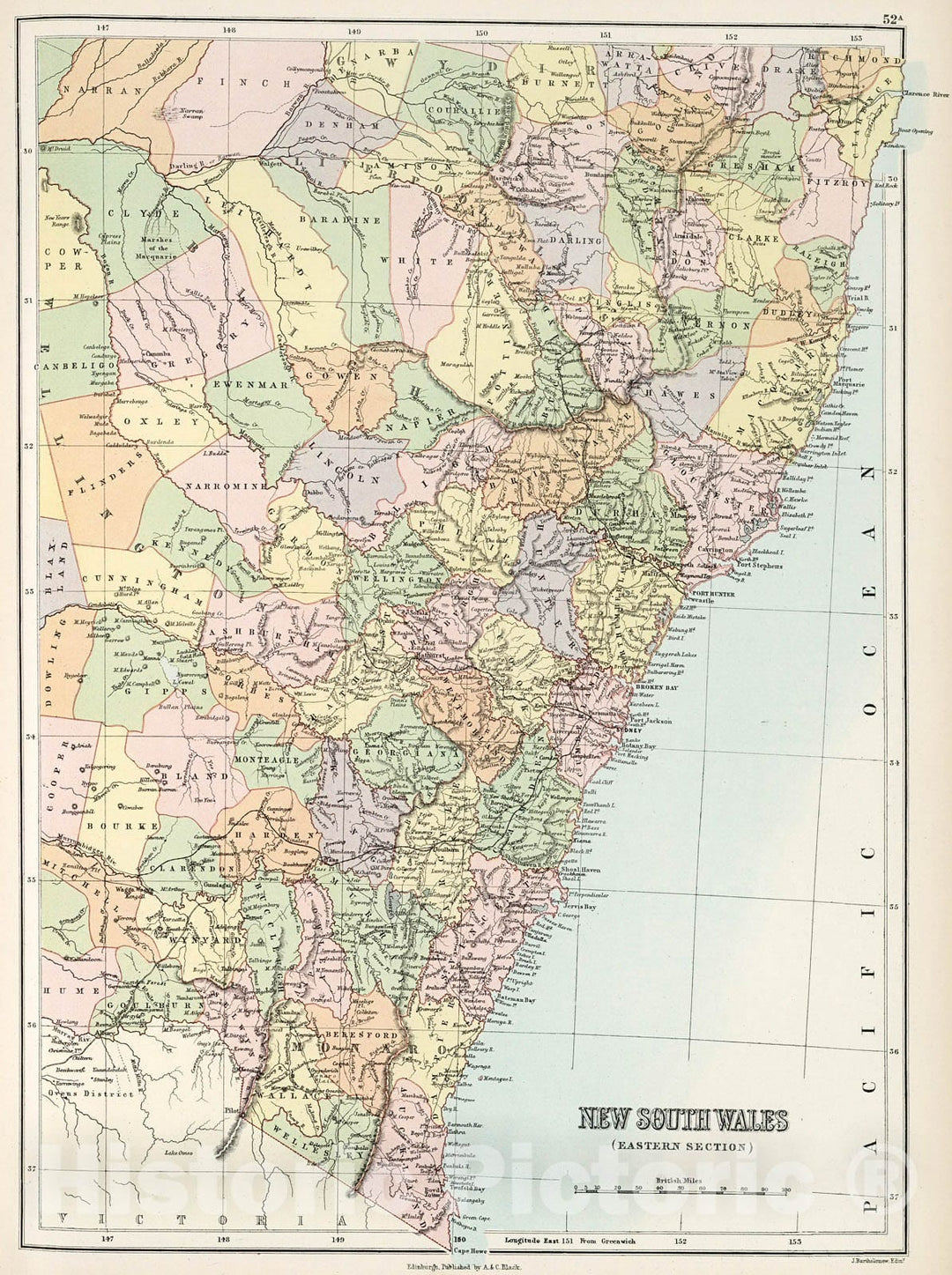 Historic Map : New South Wales (Eastern Section)., 1884, Vintage Wall Decor