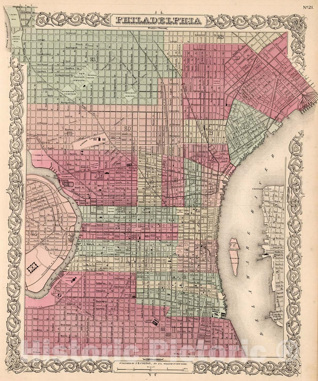 Historic Map : Philadelphia., 1861, Vintage Wall Decor