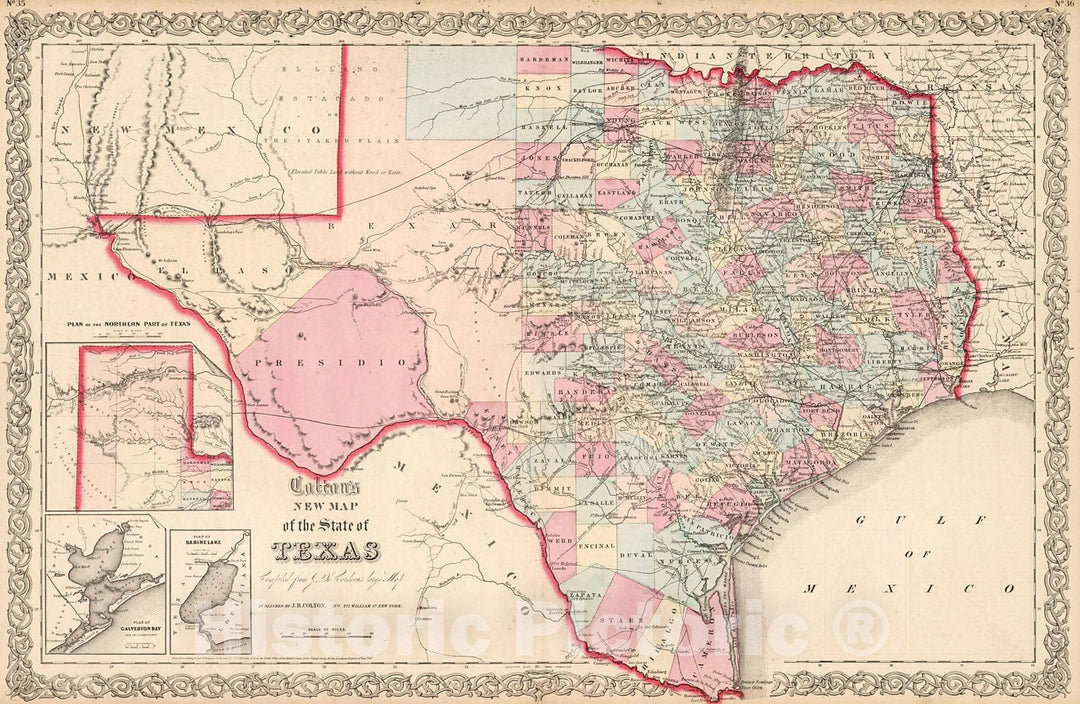 Historic Map : Texas., 1861, Vintage Wall Decor