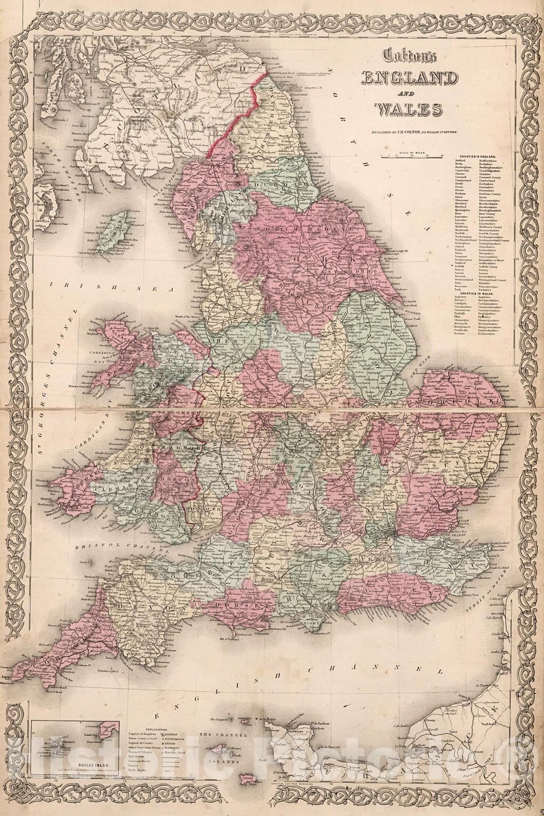 Historic Map : England and Wales., 1861, Vintage Wall Decor