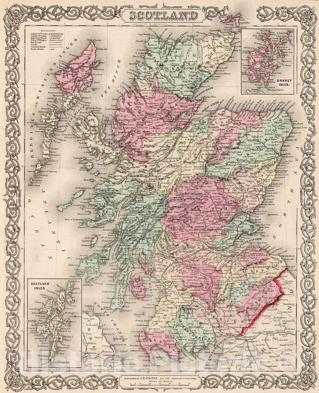 Historic Map : Scotland., 1861, Vintage Wall Decor