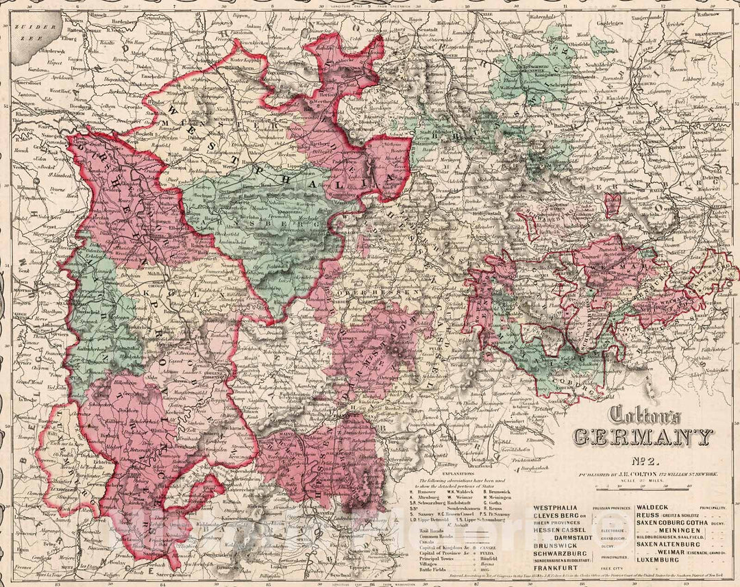 Historic Map : Germany, No. 2., 1861, Vintage Wall Decor