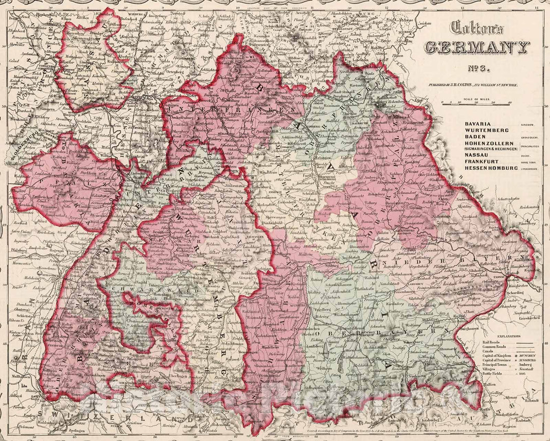 Historic Map : Germany No. 3., 1861, Vintage Wall Decor