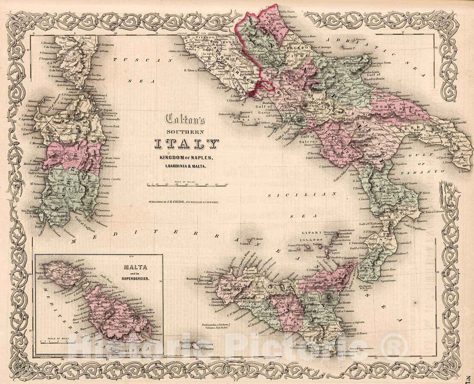 Historic Map : Sweden and Norway., 1861, Vintage Wall Decor