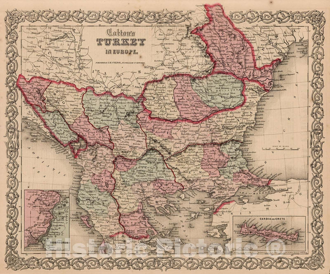 Historic Map : Turkey in Europe., 1861, Vintage Wall Decor