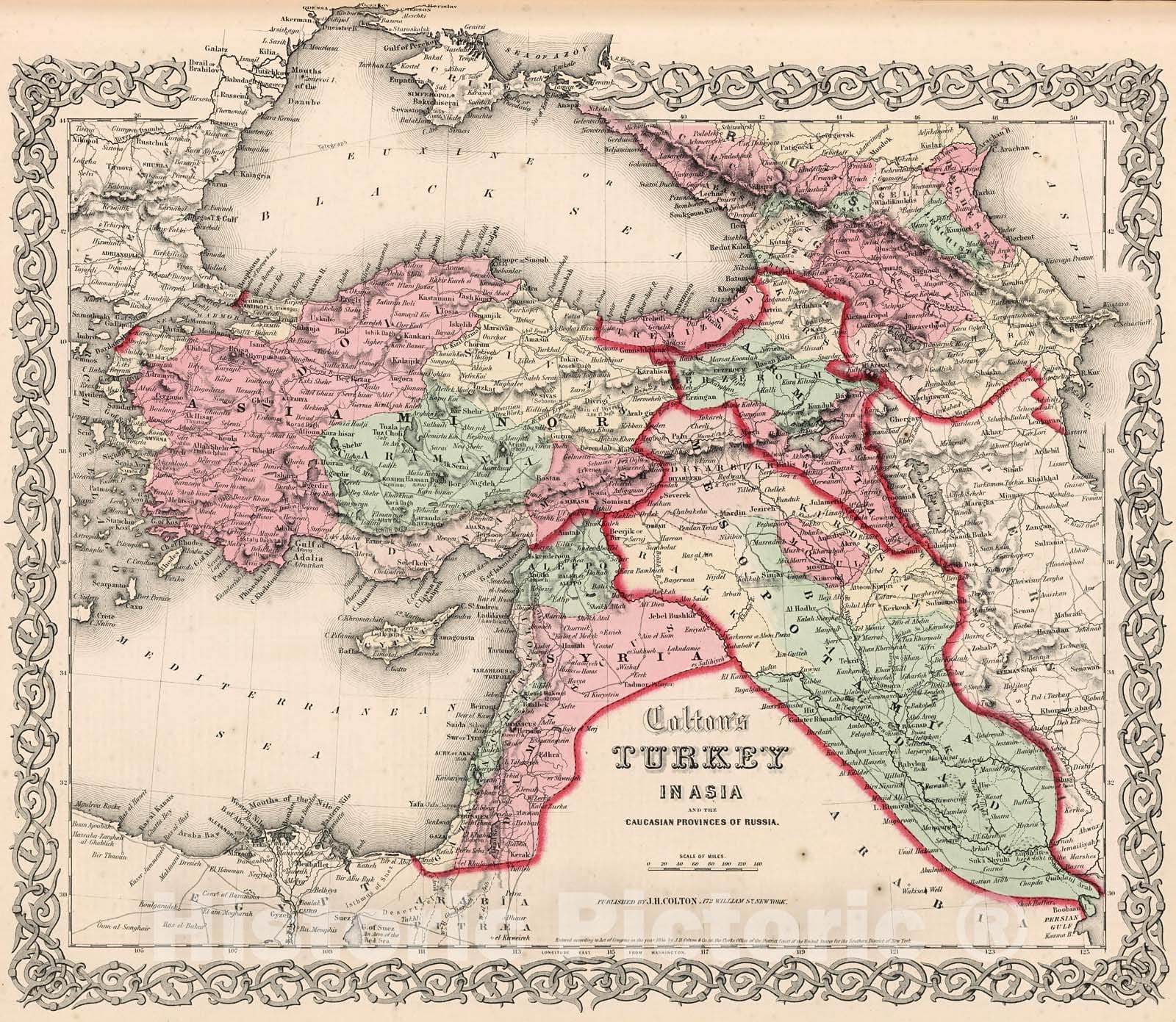 Historic Map : Turkey in Asia., 1861, Vintage Wall Decor