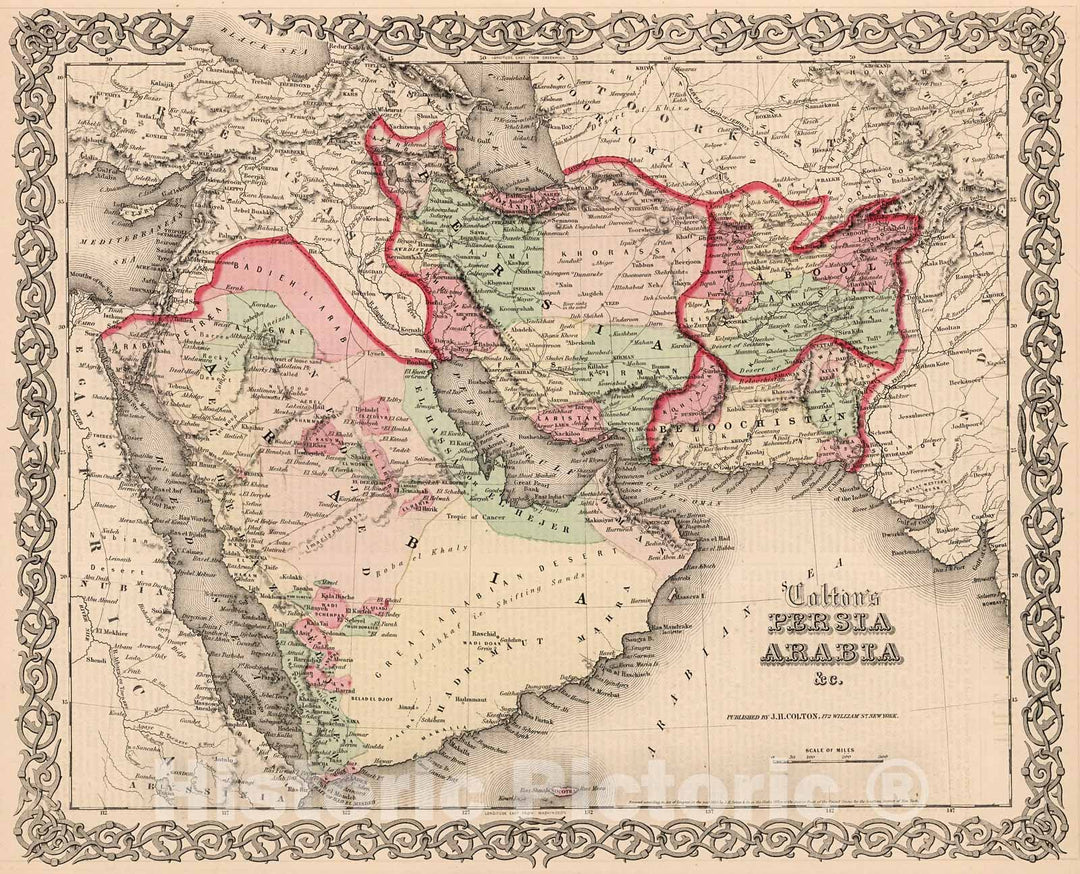 Historic Map : Persia, Arabia &c., 1861, Vintage Wall Decor