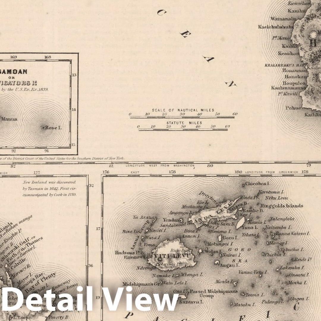 Historic Map : Hawaiian Islands. New Zealand. Feejee. Samoan. Tonga. Society Islands. Marquesas. Galapagos., 1861, Vintage Wall Decor