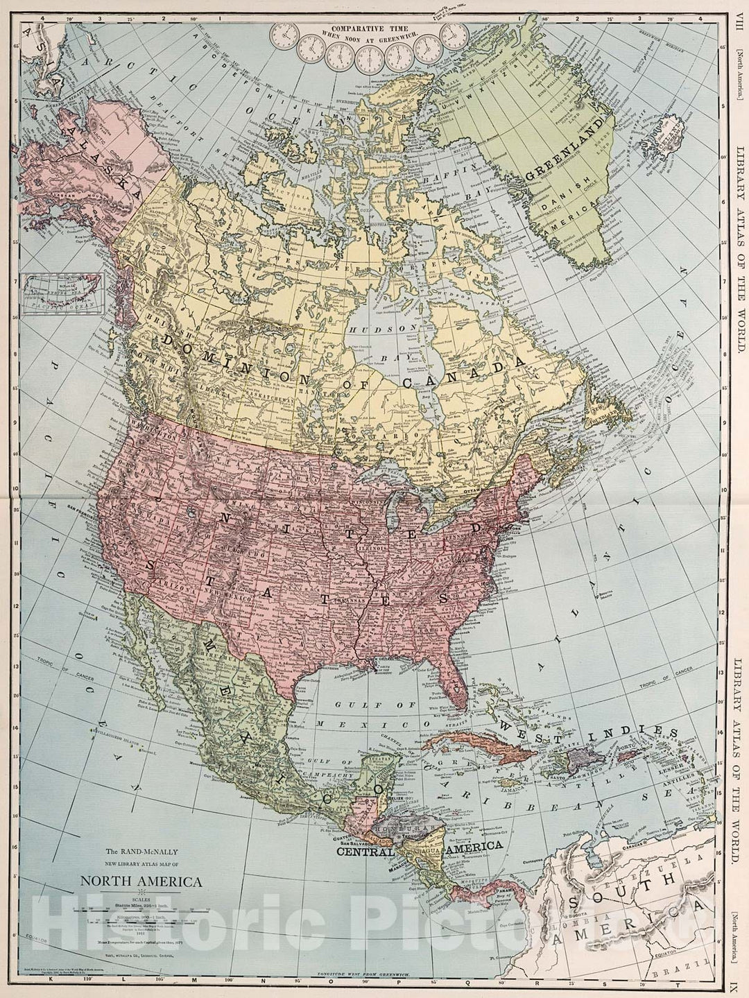 Historic Map : North America., 1912, Vintage Wall Decor