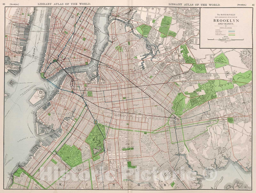 Historic Map : Brooklyn and Vicinity., 1912, Vintage Wall Decor