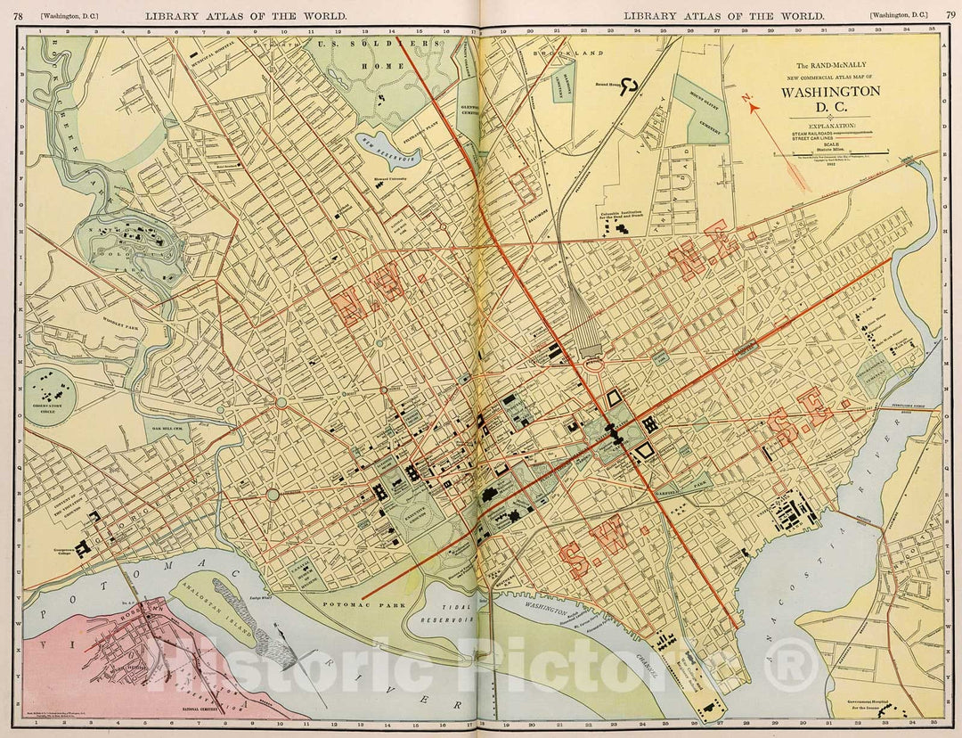 Historic Map : Washington D.C., 1912, Vintage Wall Decor