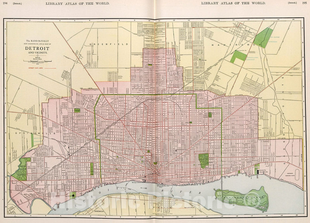 Historic Map : Detroit and Vicinity., 1912, Vintage Wall Decor