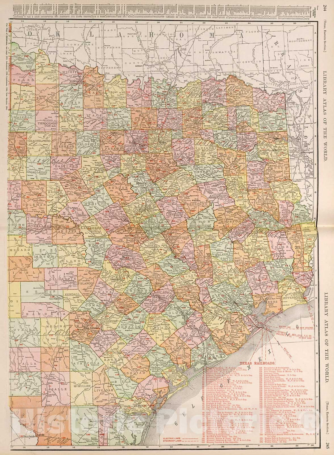 Historic Map : Texas. Eastern Section., 1912, Vintage Wall Decor