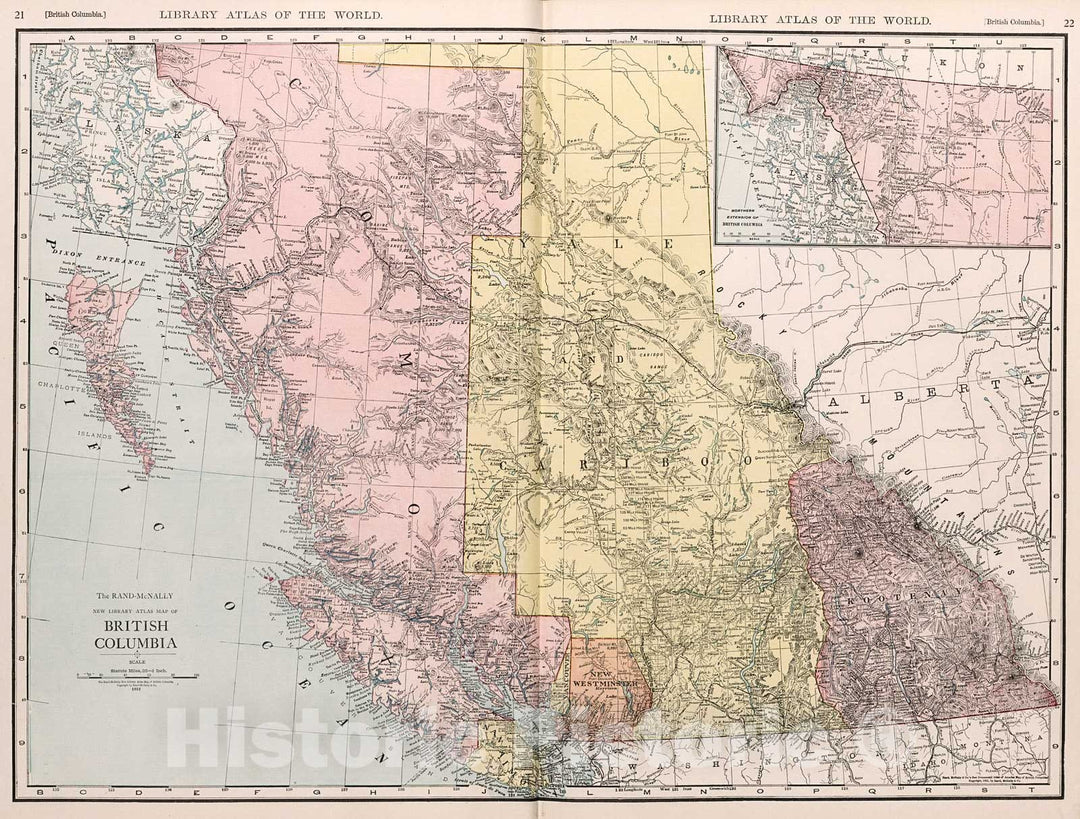 Historic Map : British Columbia., 1912, Vintage Wall Decor