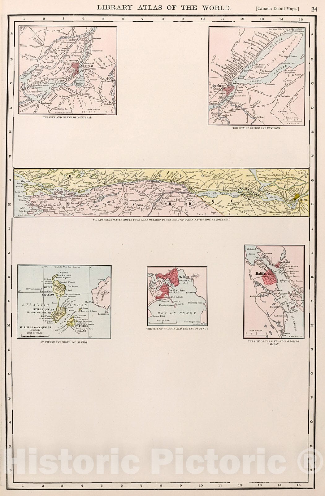 Historic Map : St. Lawrence Water Route ... Montreal ... Quebec ... St. Pierre and Miquelon Islands ... Halifax., 1912, Vintage Wall Decor