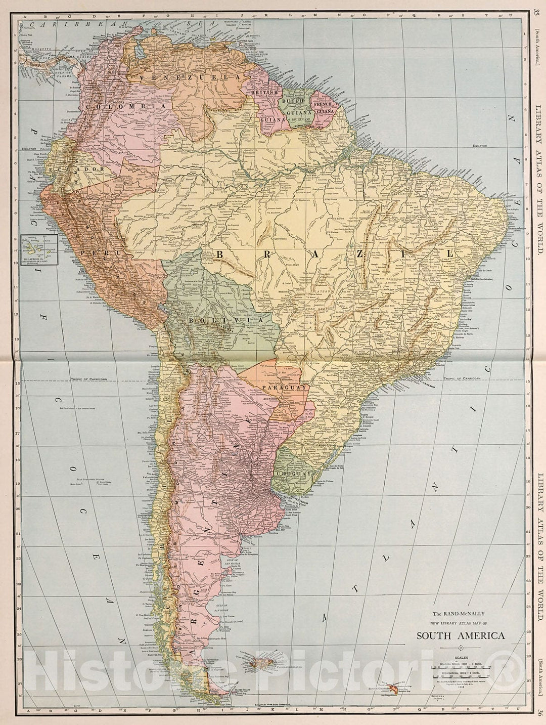 Historic Map : South America., 1912, Vintage Wall Decor