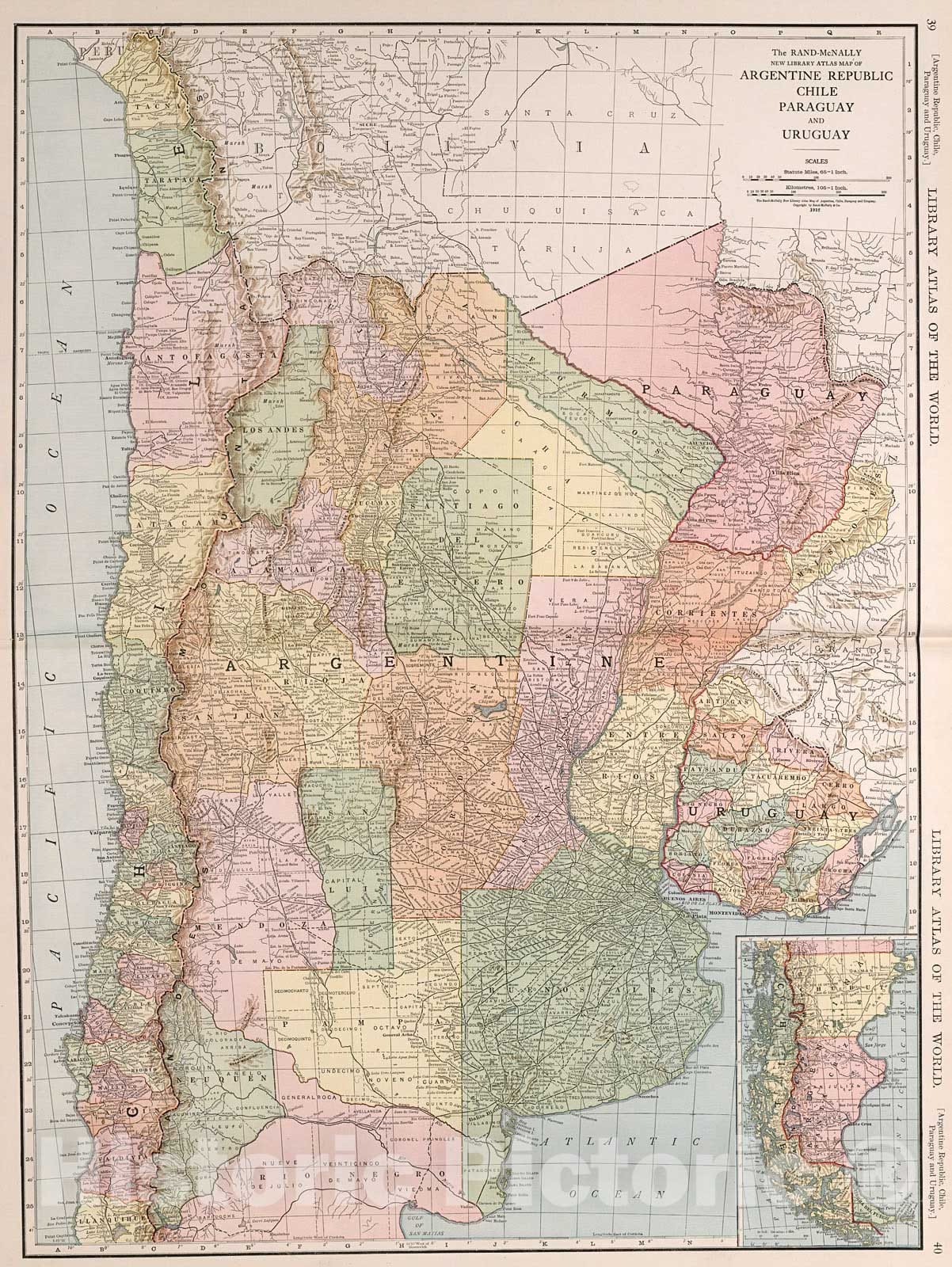 Historic Map : Argentine Republic, Chile, Paraguay, and Uruguay., 1912, Vintage Wall Decor