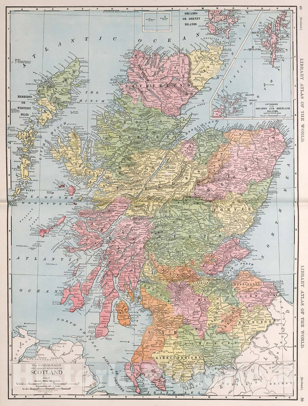 Historic Map : Scotland., 1912, Vintage Wall Decor