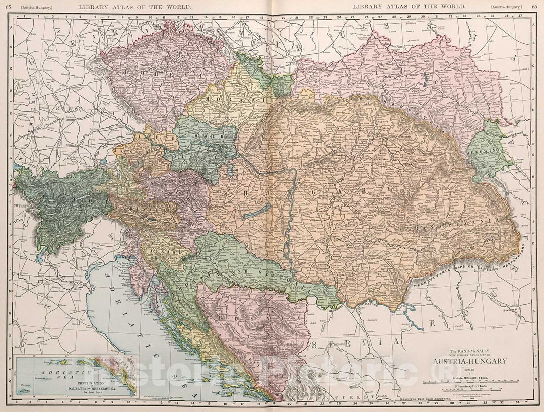 Historic Map : Austria-Hungary., 1912, Vintage Wall Decor