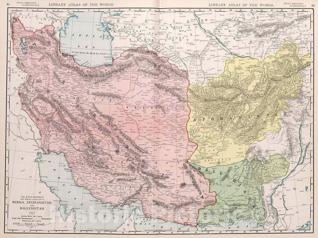 Historic Map : Persia, Afghanistan, and Baluchistan., 1912, Vintage Wall Decor