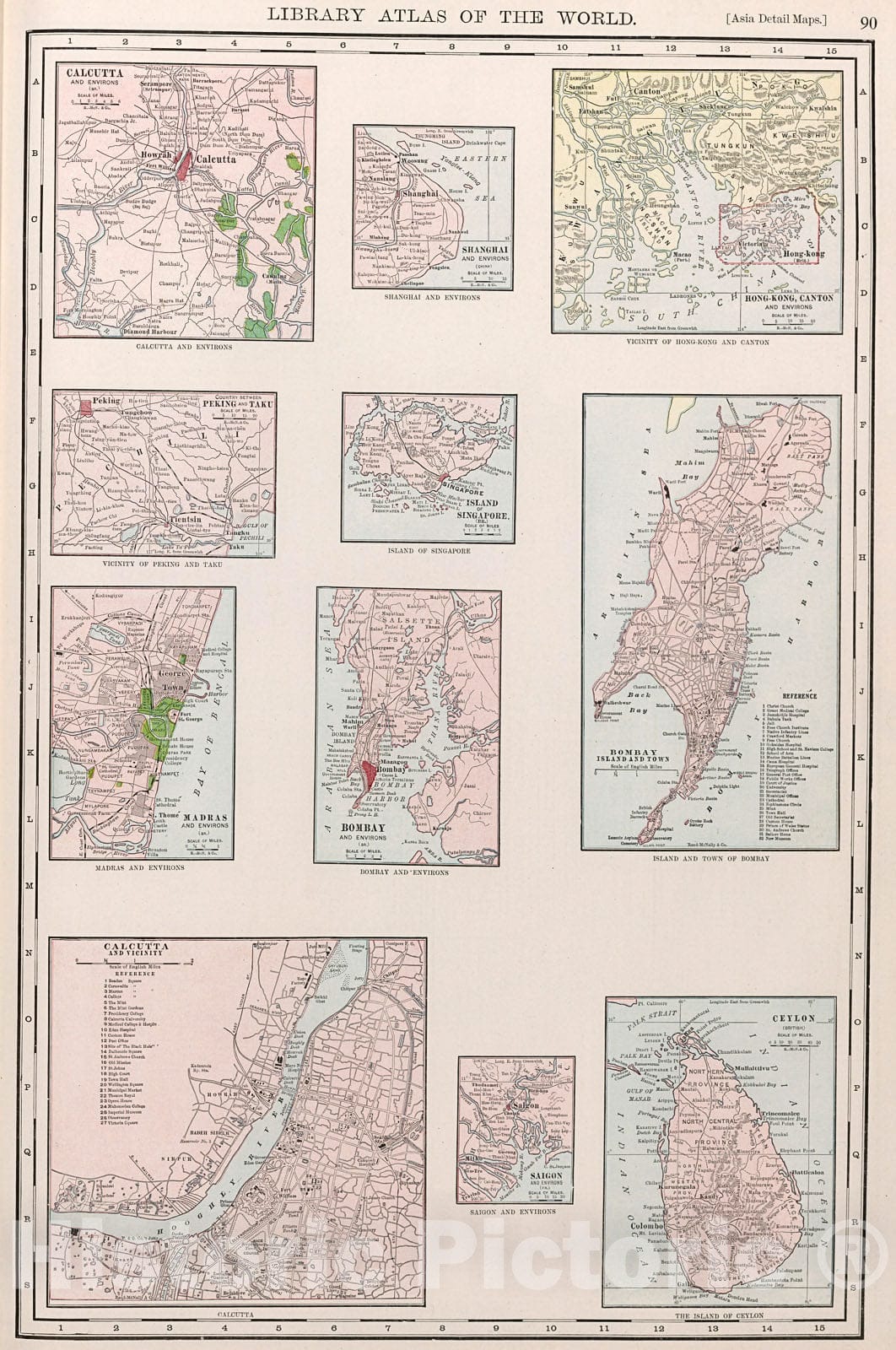 Historic Map : Vicinity Maps of Various Asian Cities., 1912, Vintage Wall Decor