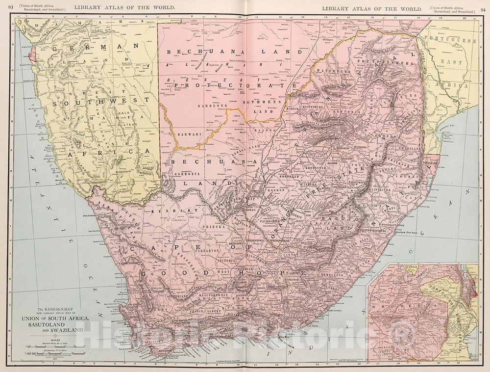 Historic Map : Union of South Africa, Basutoland, and Swaziland., 1912, Vintage Wall Decor