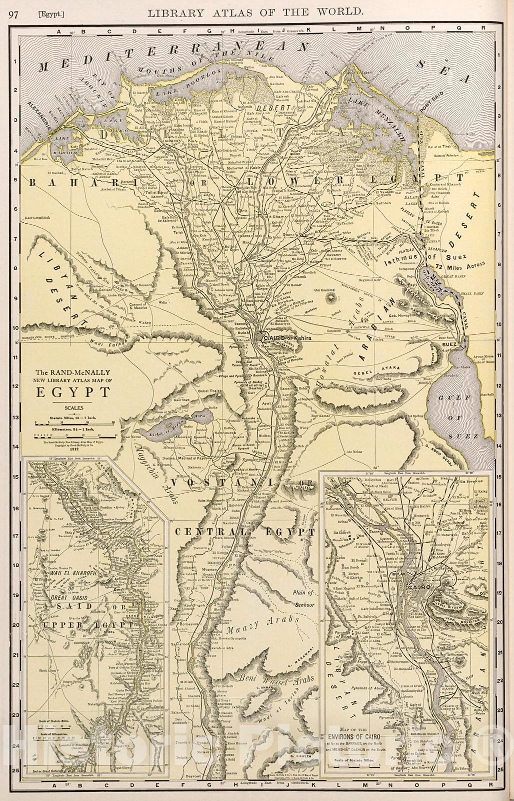 Historic Map : Egypt., 1912, Vintage Wall Decor