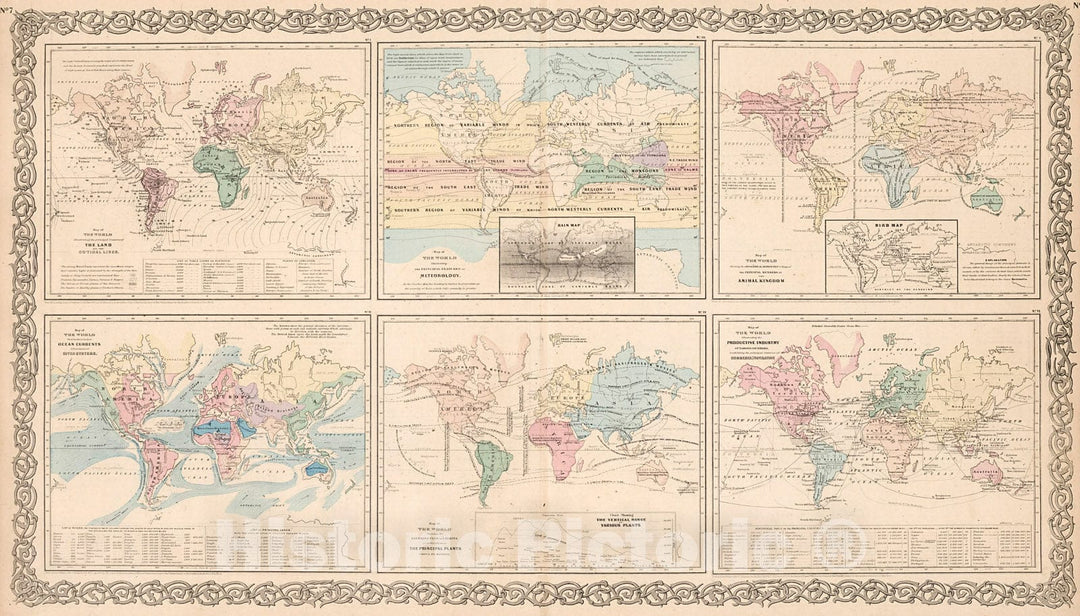 Historic Map : Map of the World ... the Land and the Co-Tidal Lines..., 1880, Vintage Wall Decor