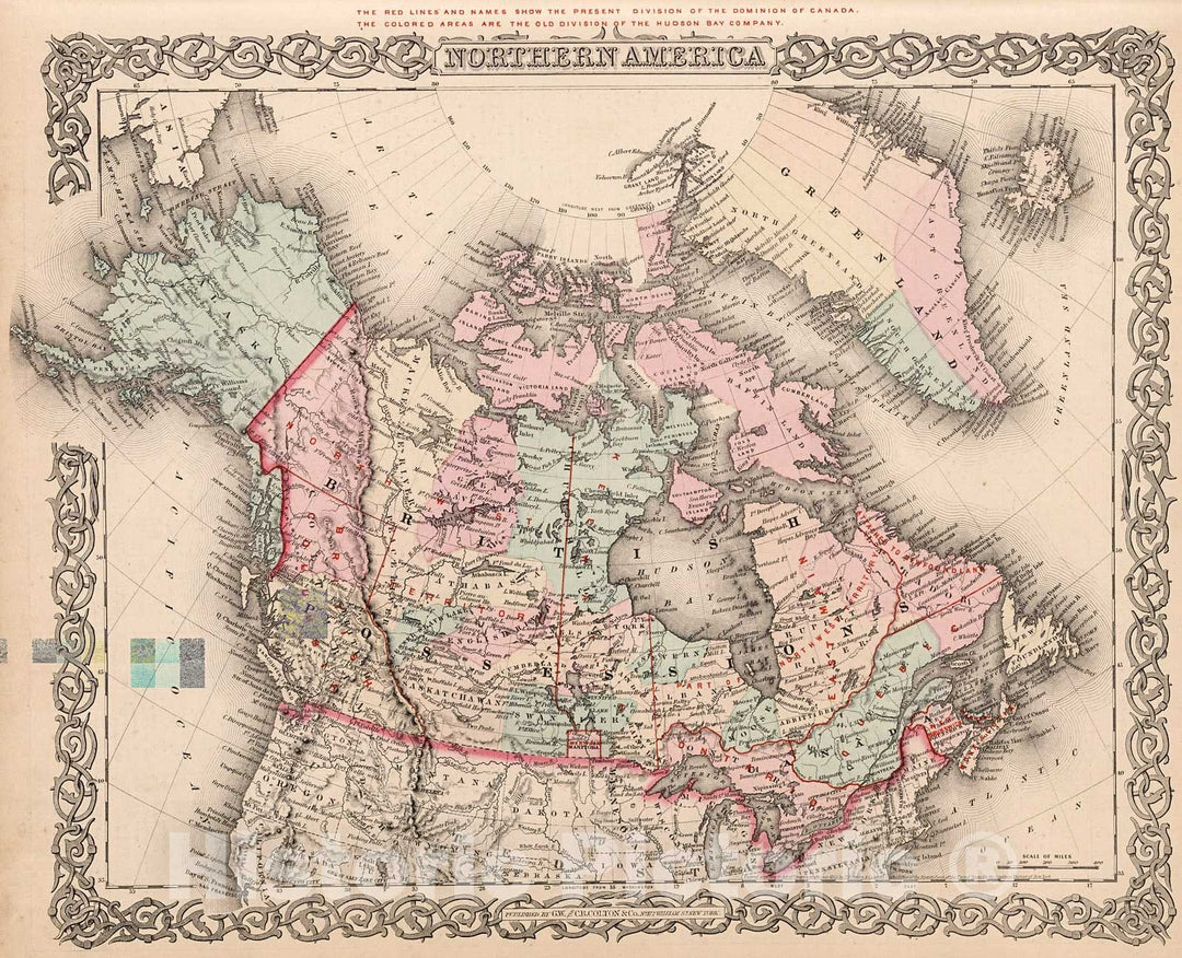 Historic Map : Northern America., 1880, Vintage Wall Decor