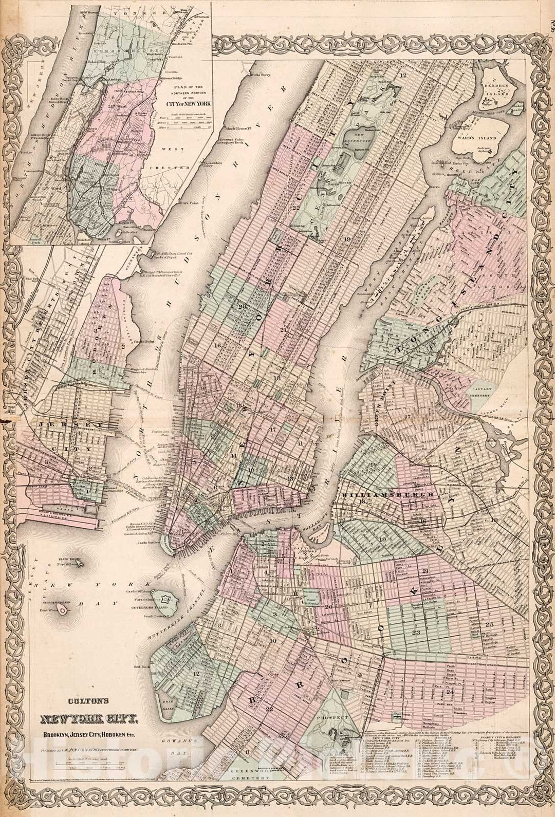 Historic Map : New York City., 1880, Vintage Wall Decor