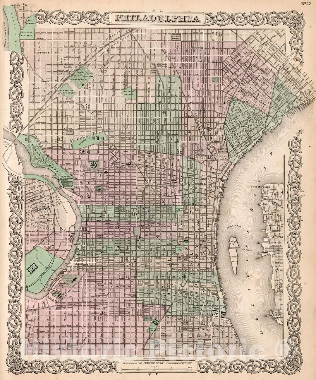 Historic Map : Philadelphia., 1880, Vintage Wall Decor