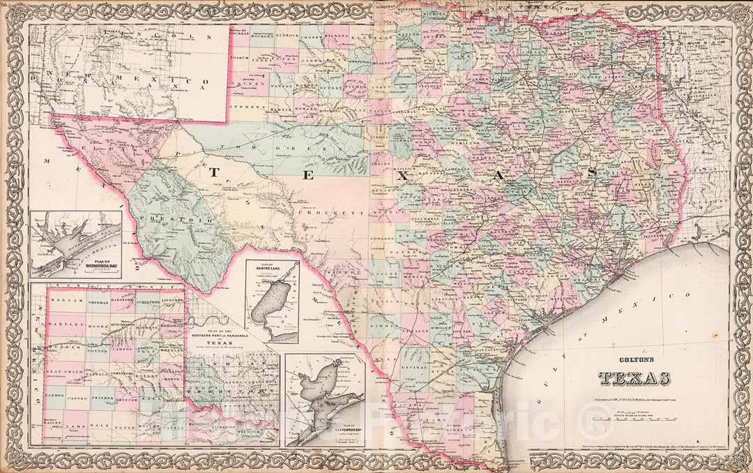 Historic Map : Texas., 1880, Vintage Wall Decor